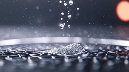 Water Droplet on a Silver Mesh Grid
