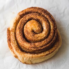 A soft cinnamon roll with rich cinnamon swirl isolated on a white background – cinnamon roll wallpaper – bakery wallpaper – cinnamon roll image

