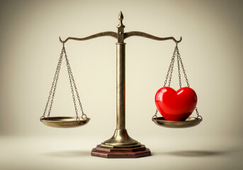 Balancing Act of Love Justice and Equality Conceptual Image Scales Heart Weighing Symbolism