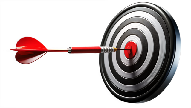Target board wit red arrow on white background