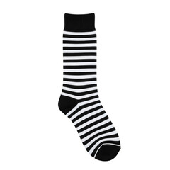 Black and white striped sock, isolated on transparent background