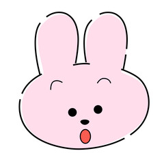 きょとんとするピンクのうさぎイラスト45