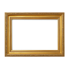 Ornate golden picture frame with a white center against a white background is displayed here