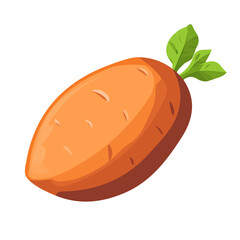 My Simple flat 2D icon whole sweet potato isolated on transparent background, vector, flat design, animation design, simple flat 2D icon, minimalist design, Eps Format