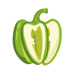 My Simple flat 2D icon sliced green pepper isolated on transparent background, vector, flat design, animation design, simple flat 2D icon, minimalist design, Eps Format