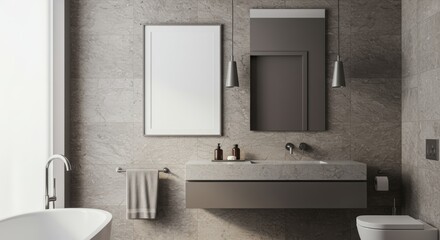 Blank Frame Mockup in Modern Luxury Bathroom