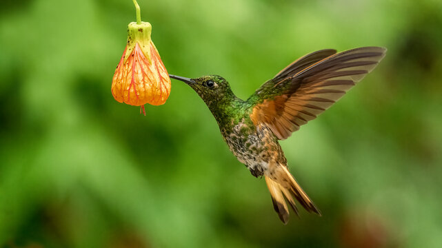 Yellow-tailed crown (Boissonneaua flavescens) Ecuadorian hummingbirds.