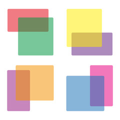 Color square figure. Transparent shape form. Vector layered icon. Overlapping block design.