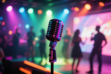 화려한 조명과 마이크