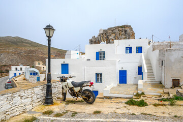 Typical Cycladic architecture in Chora village, Amorgos island, Cyclades, Greece
