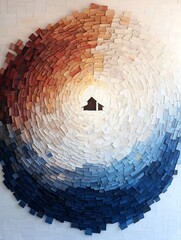 Rustic Barn Silhouette Mosaic at Sunset