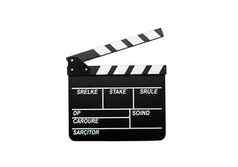 Obraz premium Empty Film Clapperboard Template with Placeholder Text Isolated on Transparent Background