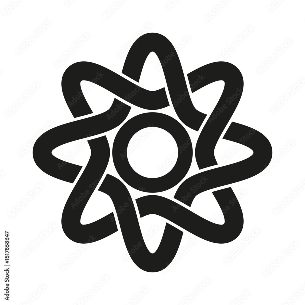 Poster abstract petal shape. black symbol icon. vector circle element. rotating graphic form.