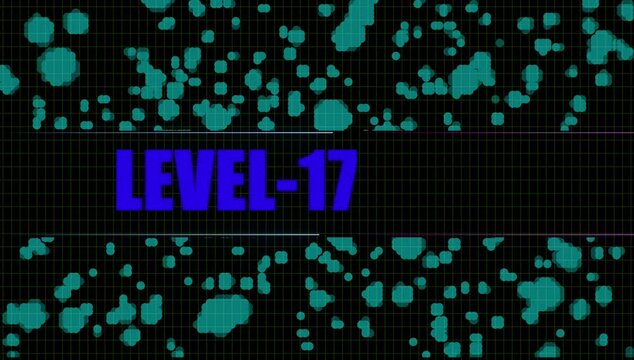  Level-17 Font Text cc star bust. Grid and cc ball action black background.