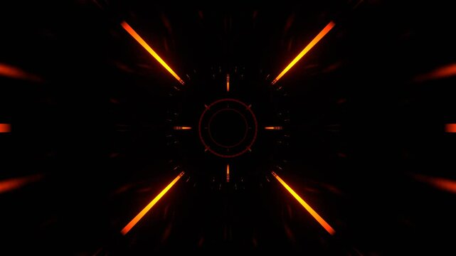 Red and Orange Stobe Tunnel Path of Neon Background VJ Loop in 4K