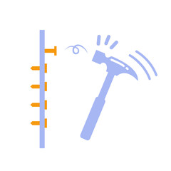 Hammering nails. Iconic illustration for banner, ppt, poster, and art work.