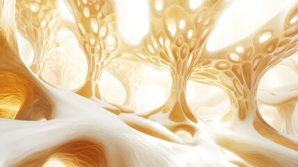 Obraz premium Abstract, light beige organic forms, resembling a cave or intricate biological structure