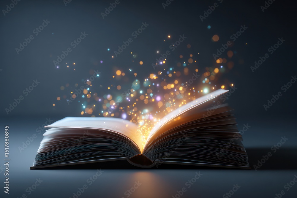 Poster digital transformation of books into floating binary code, symbolizing the digital age of learning.