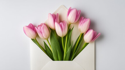 封筒に咲く春色チューリップ