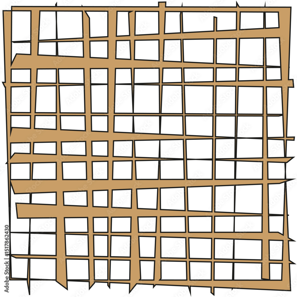 Poster geometric square grid. brown line shape. abstract vector layout. white background icon.