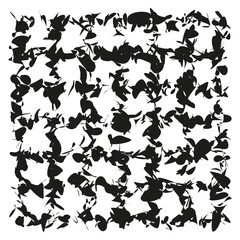 Abstract shape icon. Chaotic black pattern. Artistic vector arrangement. Random form layout.