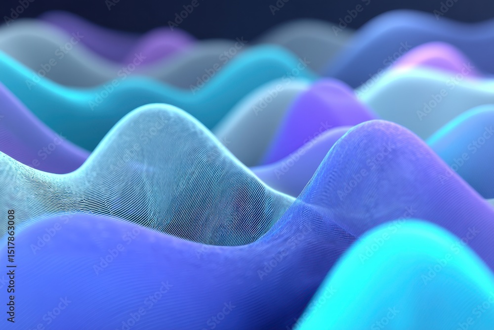 Poster an abstract 3d render of flowing lines and curves creates a tranquil and mesmerizing wavy pattern of