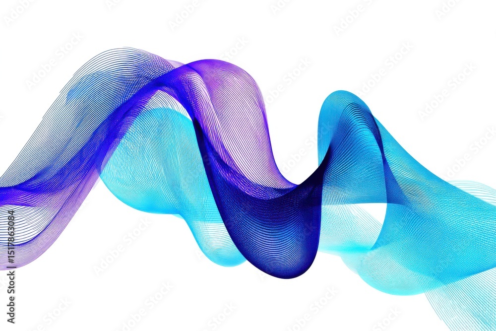 Aufkleber abstract waves illustration with blue, violet and purple gradient color lines, creating a dynamic an