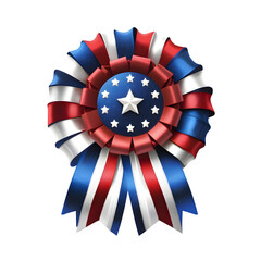 Patriotic American Flag Ribbon Badge with Star Design &ndash; 4th of July Celebration 