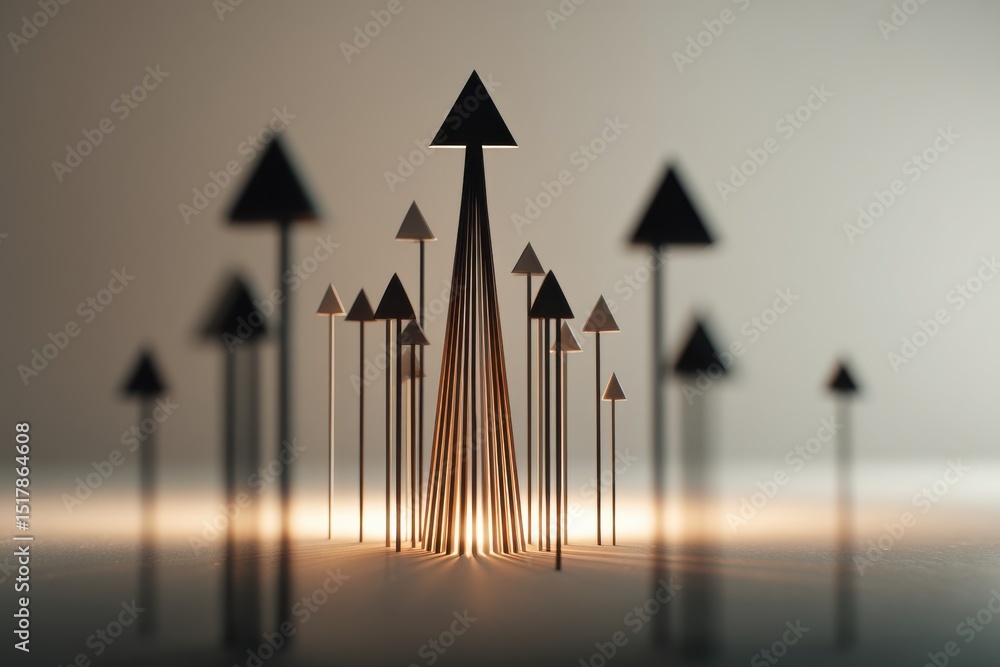Poster a conceptual representation of growth and success, featuring upward-pointing arrows, symbolizing pro