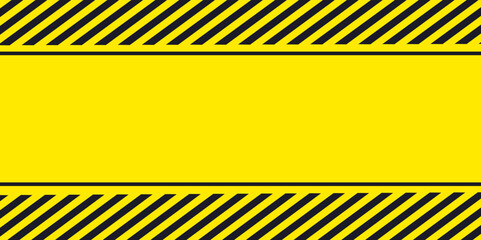 Rectangular yellow and black warning sign template. 