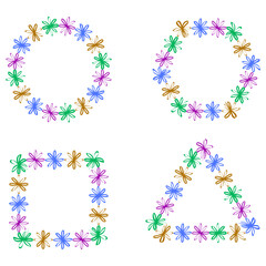 Floral shape frames. Decorative vector outline. Colorful flower symbol. Abstract graphic form.