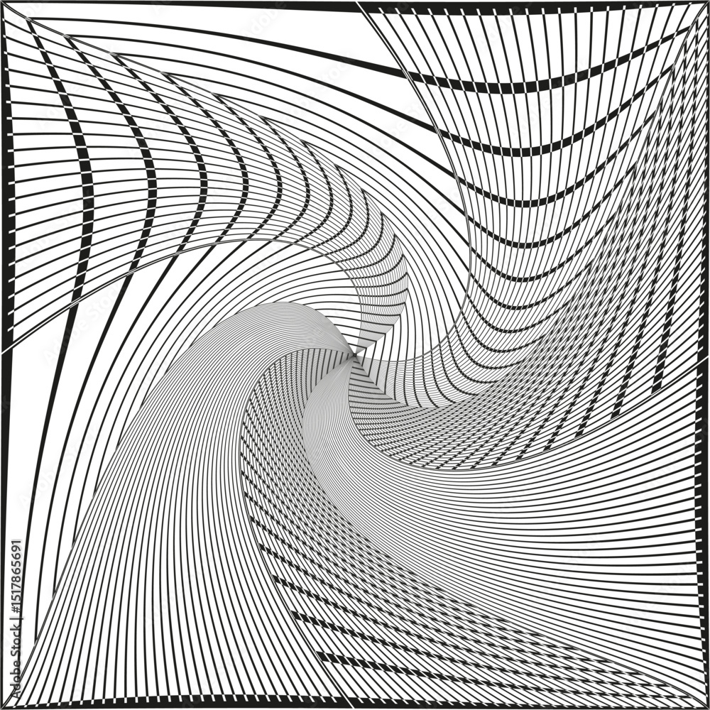 Aufkleber swirling lines pattern. gray vortex shape. hypnotic flow form. vector curved design.