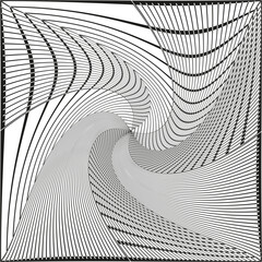 Swirling lines pattern. Gray vortex shape. Hypnotic flow form. Vector curved design.