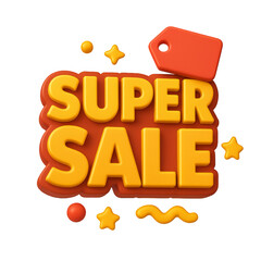 Colorful Super Sale Banner Design with Label and Decorative Elements
