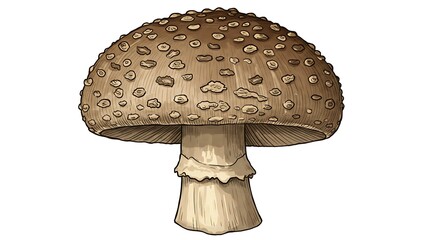 Detailed Mushroom Illustration: Nature's Hues in Pen & Ink