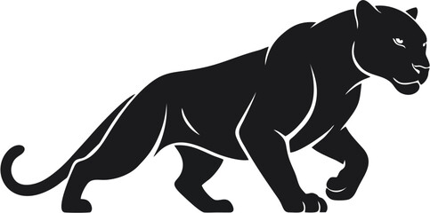 Obraz premium Majestic Black Panther Silhouette Powerful Animal Vector Graphic