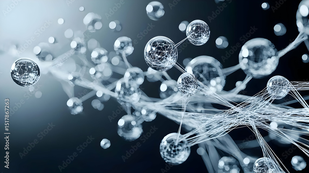 Poster abstract molecular structure design with light effects