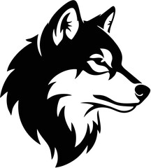 Majestic Wolf Head Silhouette Black and White Vector Illustration
