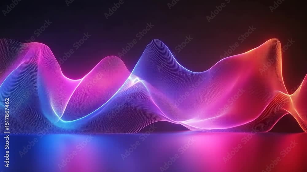 Poster abstract neon wave background with vibrant flowing light and dynamic reflection