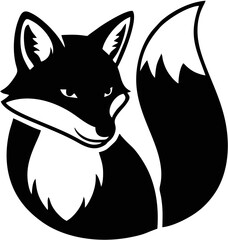 Majestic Fox Illustration Black and White Animal Design