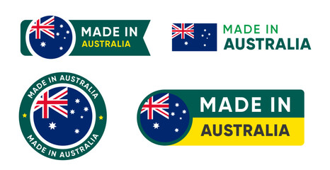 Naklejka premium Set of made in Australia label vector design