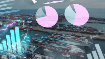 digital concept image of high-tech data visualization style, digital waves flowing smoothly over the globe import tariffs futuristic cyberpunk style, 4k smooth animation - Powered by Adobe