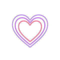 Bright Neon Heart Outline with Simple Frame and Colorful Design