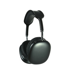 Black Wireless Modern Bluetooth Headphones on a White isolated Background