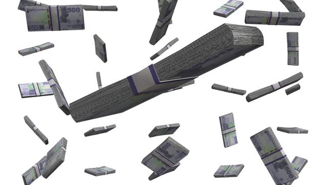 Flying stacks of Zambian kwacha showcase currency in action