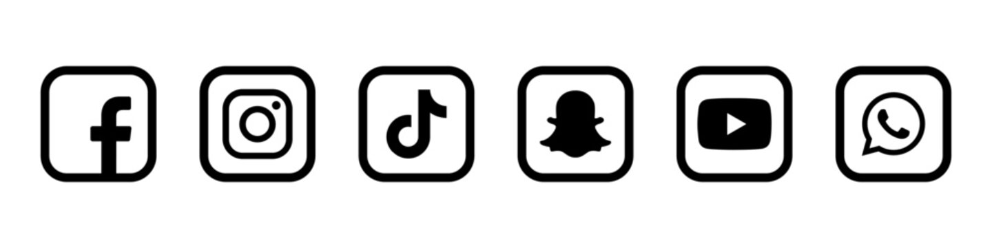Top popular social media brands icons set