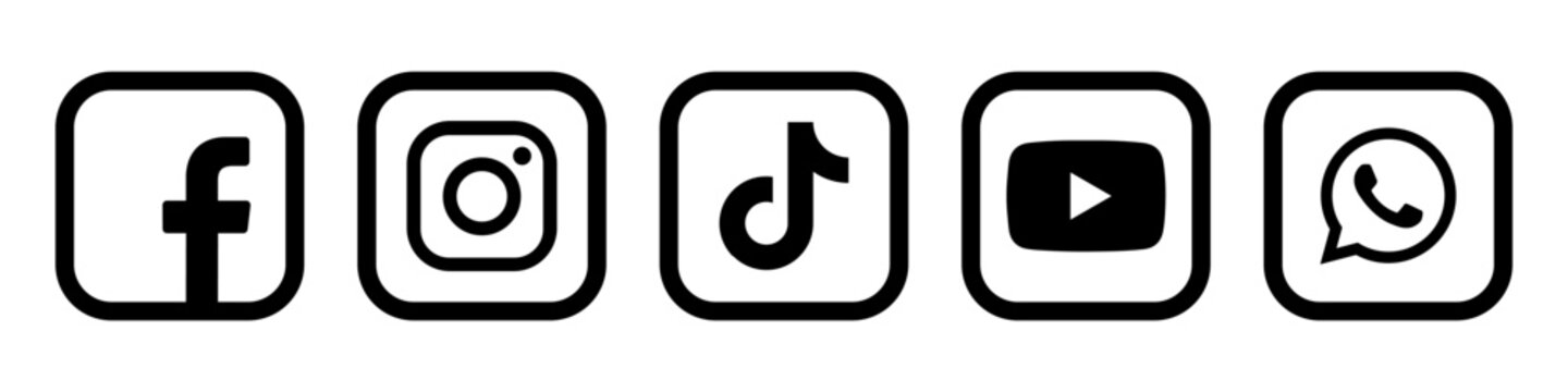 Top popular social media brands icons set