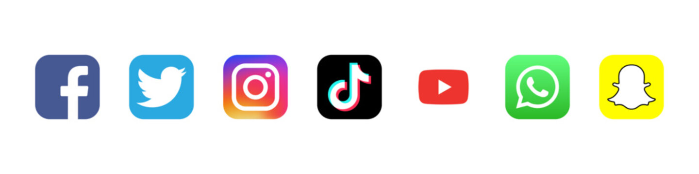 Top popular social media brands icons set