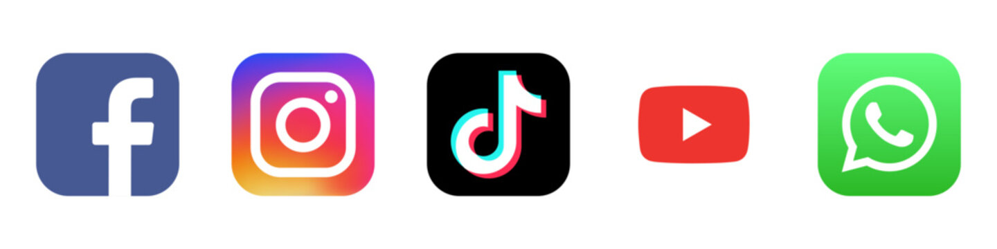 Top popular social media brands icons set