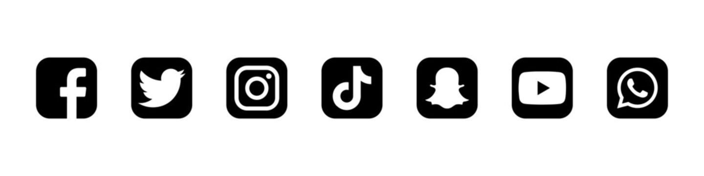 Top popular social media brands icons set
